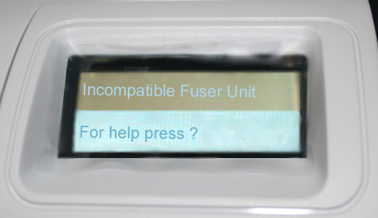 Incompatible Fuser Unit error message HP LaserJet M601 M602 M603